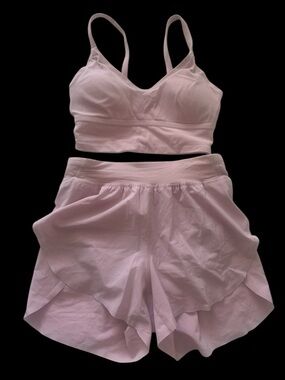 lululemon athletica Light Pink Bralette and Running Shorts Set